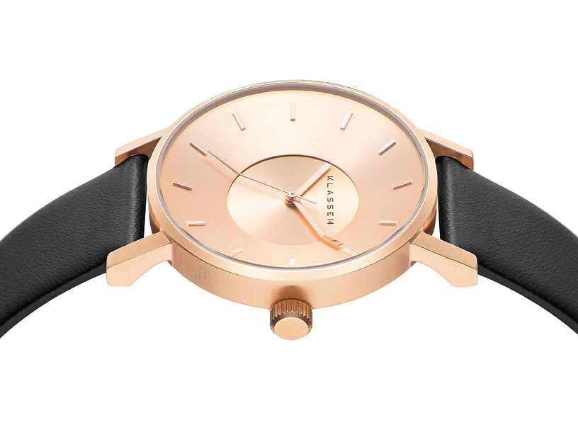 Volare Rose Gold / Black Leather Strap