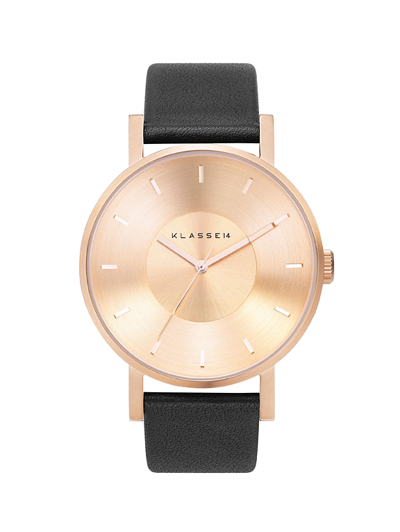 Volare Rose Gold / Black Leather Strap