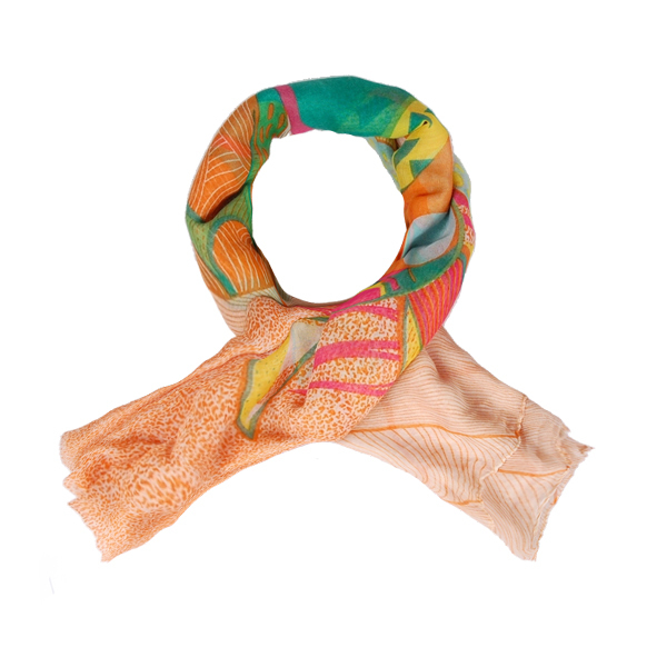 【Amarco】多彩藝術花葉圍巾