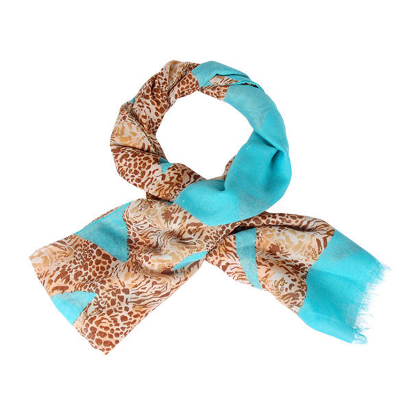 【Amarco】藝術豹紋圖印圍巾