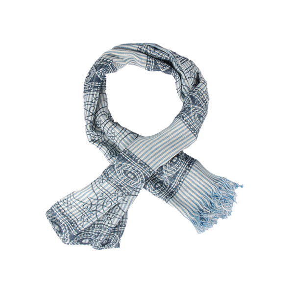 【Amarco】抽象圖形條紋圍巾