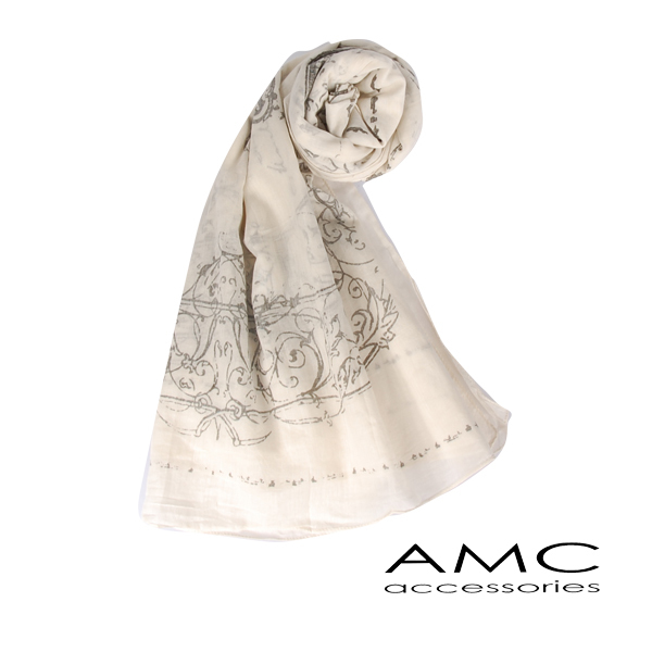 【Amarco】手寫藝術圖文圍巾