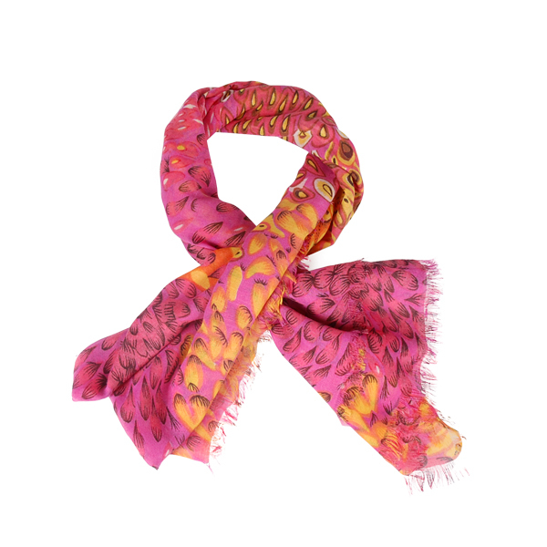 【Amarco】藝術豹紋圖印圍巾