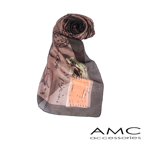 【Amarco】純絲信件方巾