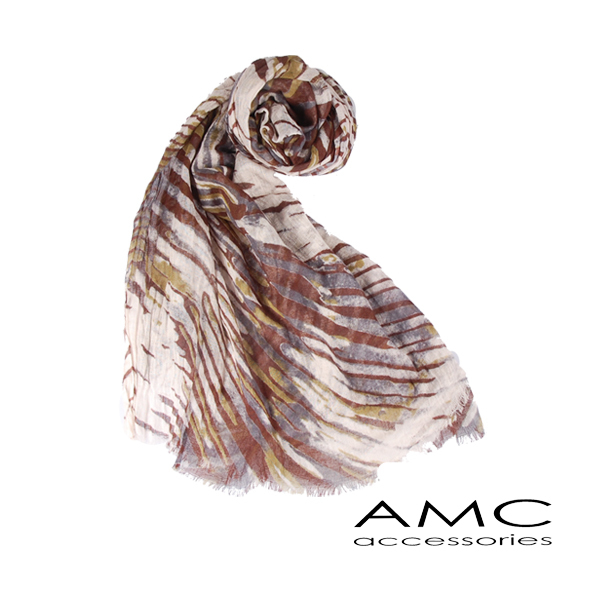 【Amarco】橫條斑馬紋圍巾