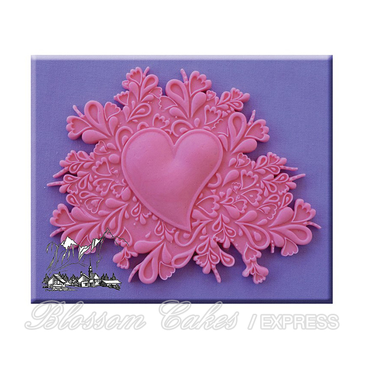 'Heart Cake Topper' Sugarcraft Silicone Mould
