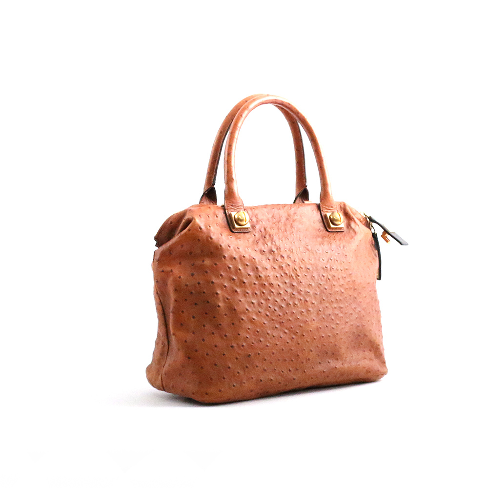 【Chloé】鴕鳥壓紋皮革肩背包(焦糖色)