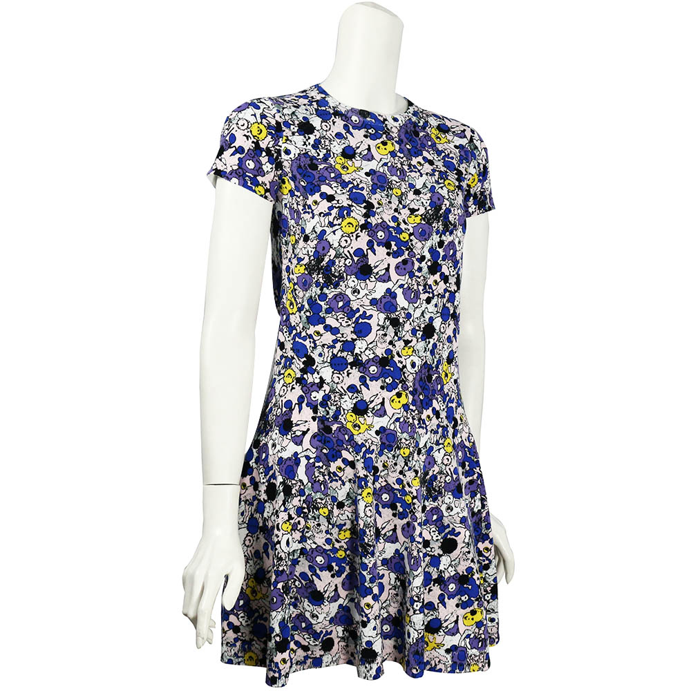 【KENZO】塗鴉針織短袖洋裝(粉/紫)  2R0585823 34