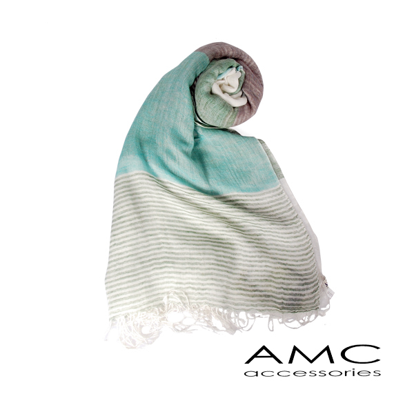 【Amarco】方塊漸層綿質圍巾(綠)