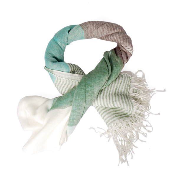 【Amarco】方塊漸層綿質圍巾(綠)