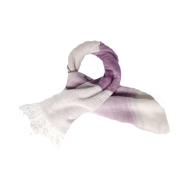 【Amarco】方塊漸層綿質圍巾(紫)