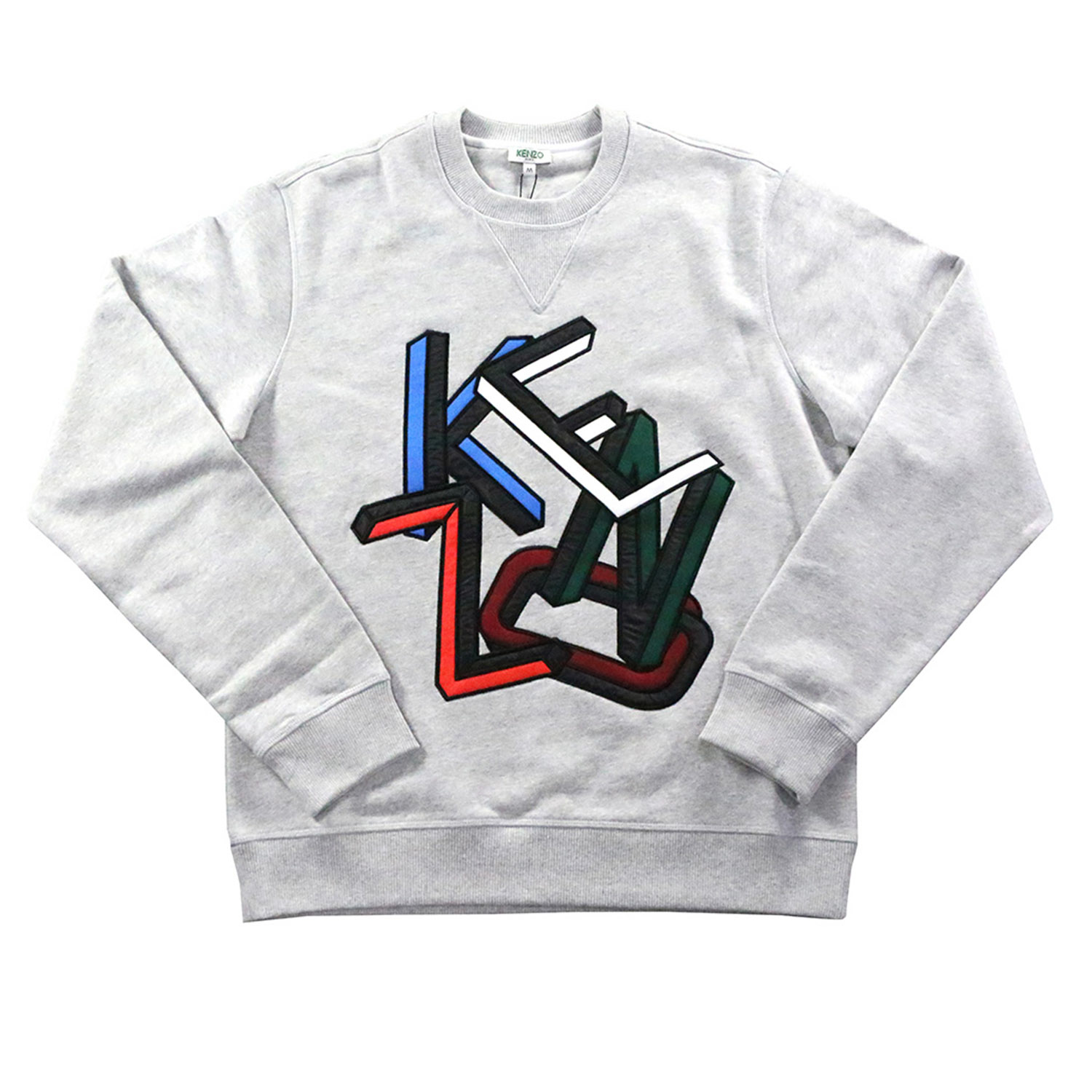 【KENZO】LOGO不規則圖案 男生厚款毛衣(淺灰色)  F565SW1014ME 93