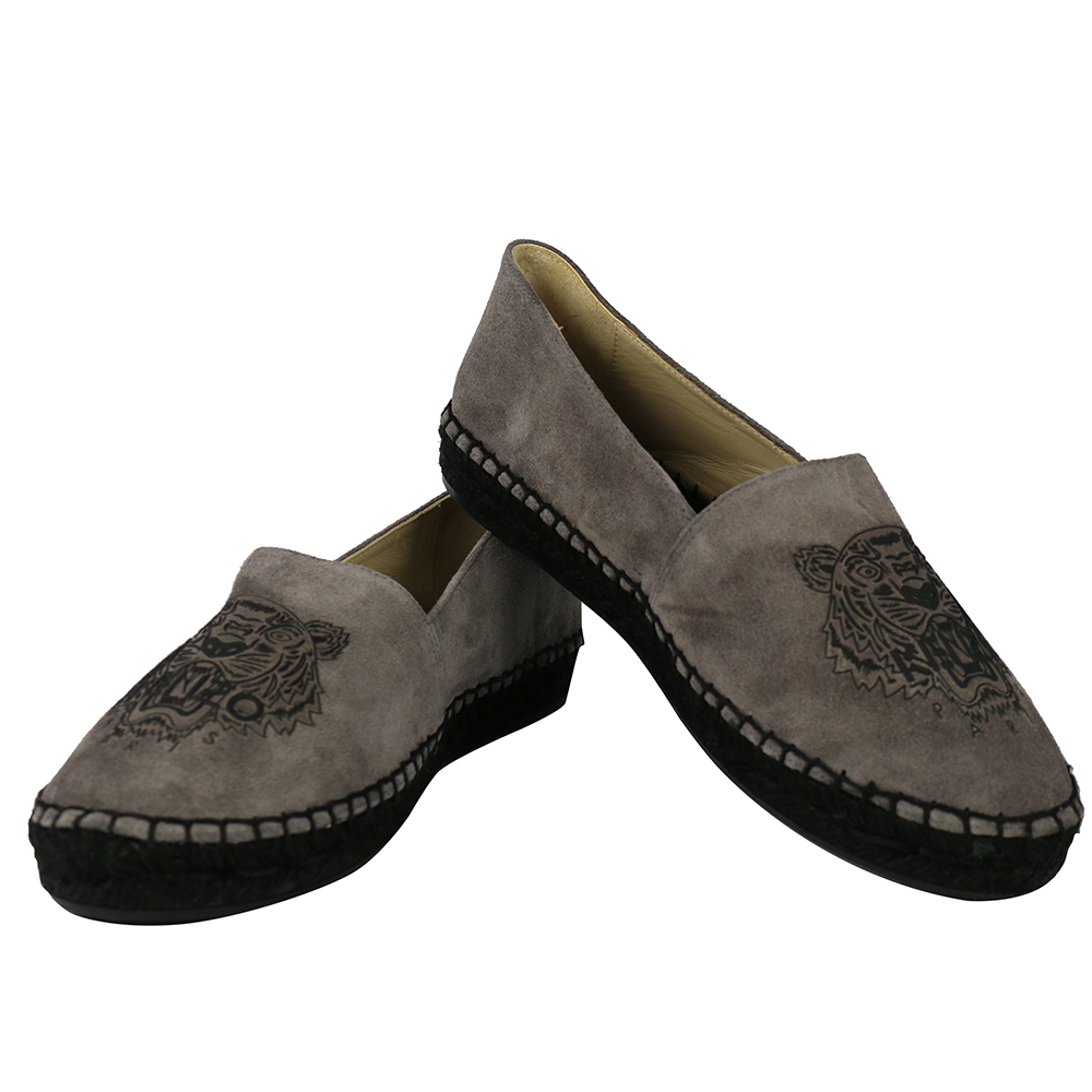 【KENZO】虎頭麂皮草編底樂福鞋(石灰色light grey) F562ES180L54/95