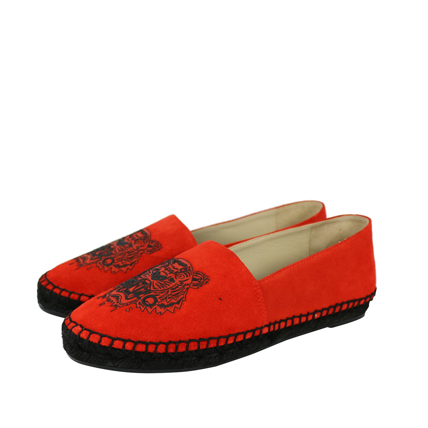 【KENZO】虎頭麂皮草編底樂福鞋(夕陽紅Blood) F562ES180L54/16