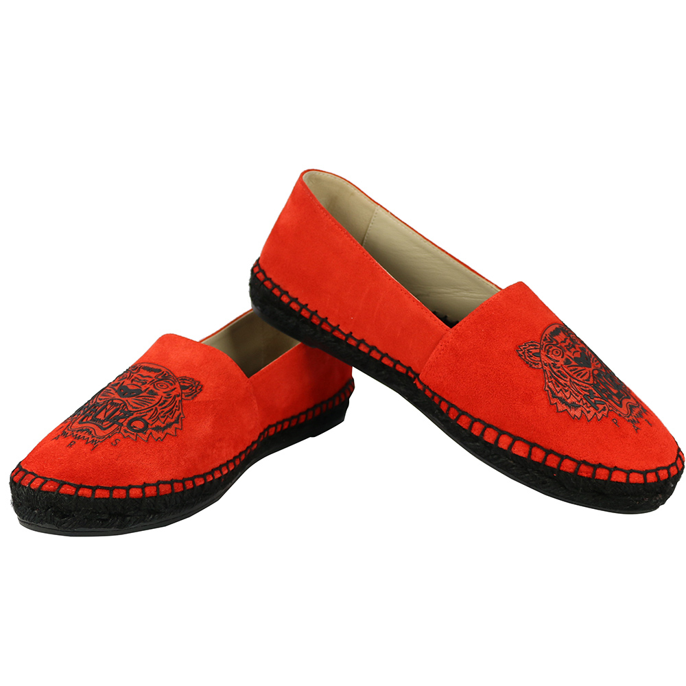 【KENZO】虎頭麂皮草編底樂福鞋(夕陽紅Blood) F562ES180L54/16