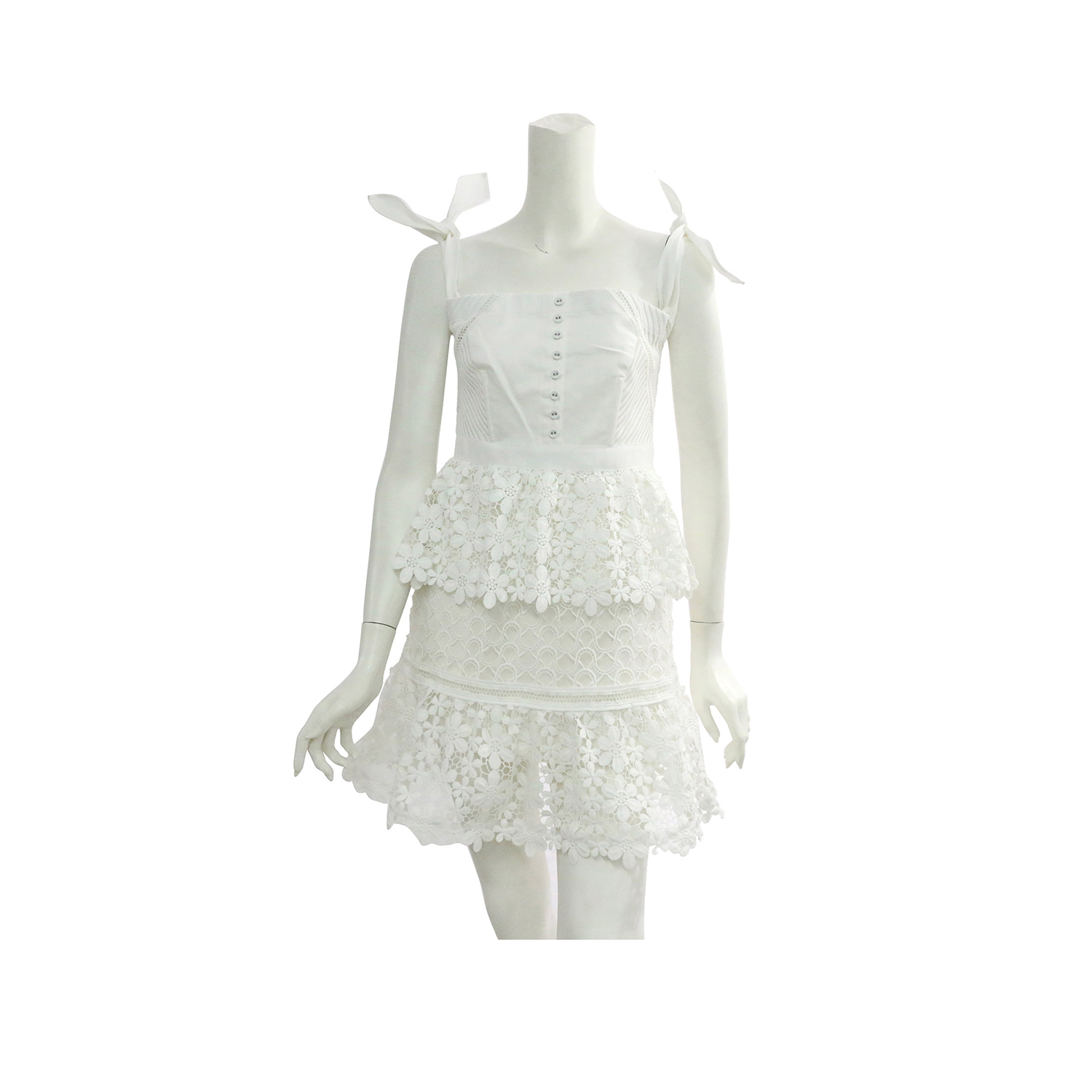 【self-portrait】平口短洋裝 (白蕾絲)SP9005/CREAM