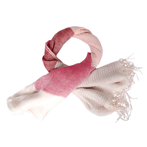 【Amarco】方塊漸層綿質圍巾(粉)