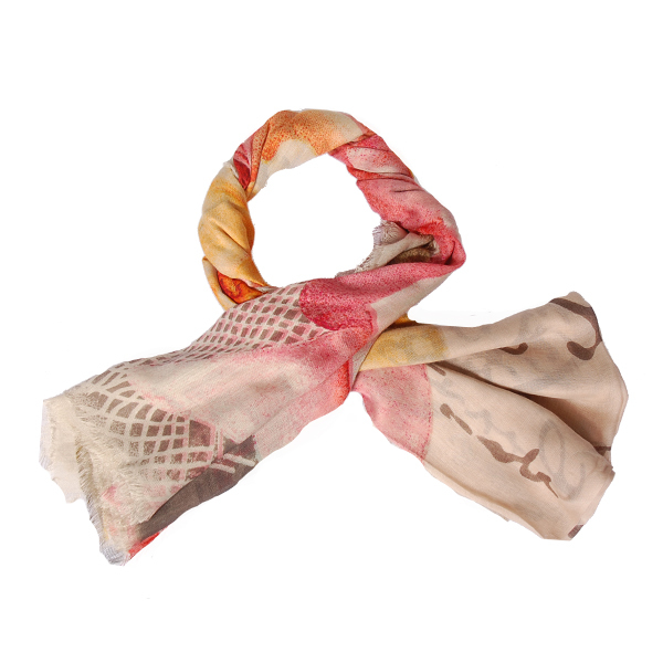 【Amarco】玫瑰圖文圍巾