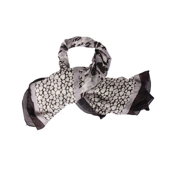 【Amarco】純絲優雅黑白方巾