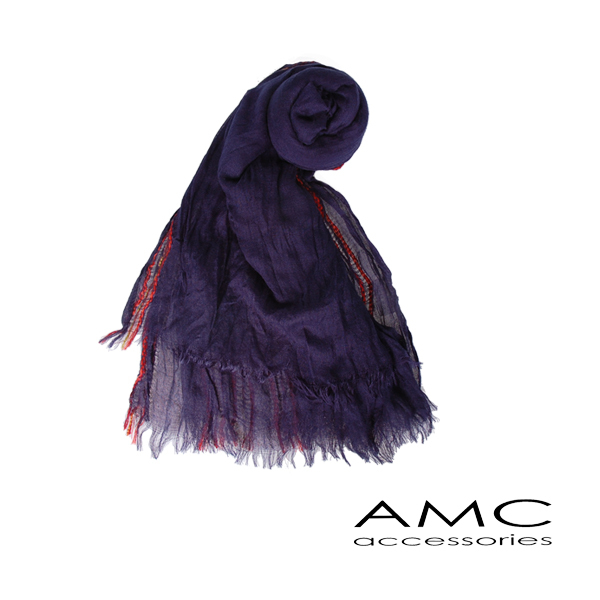 【Amarco】皺皺長條繡花圍巾