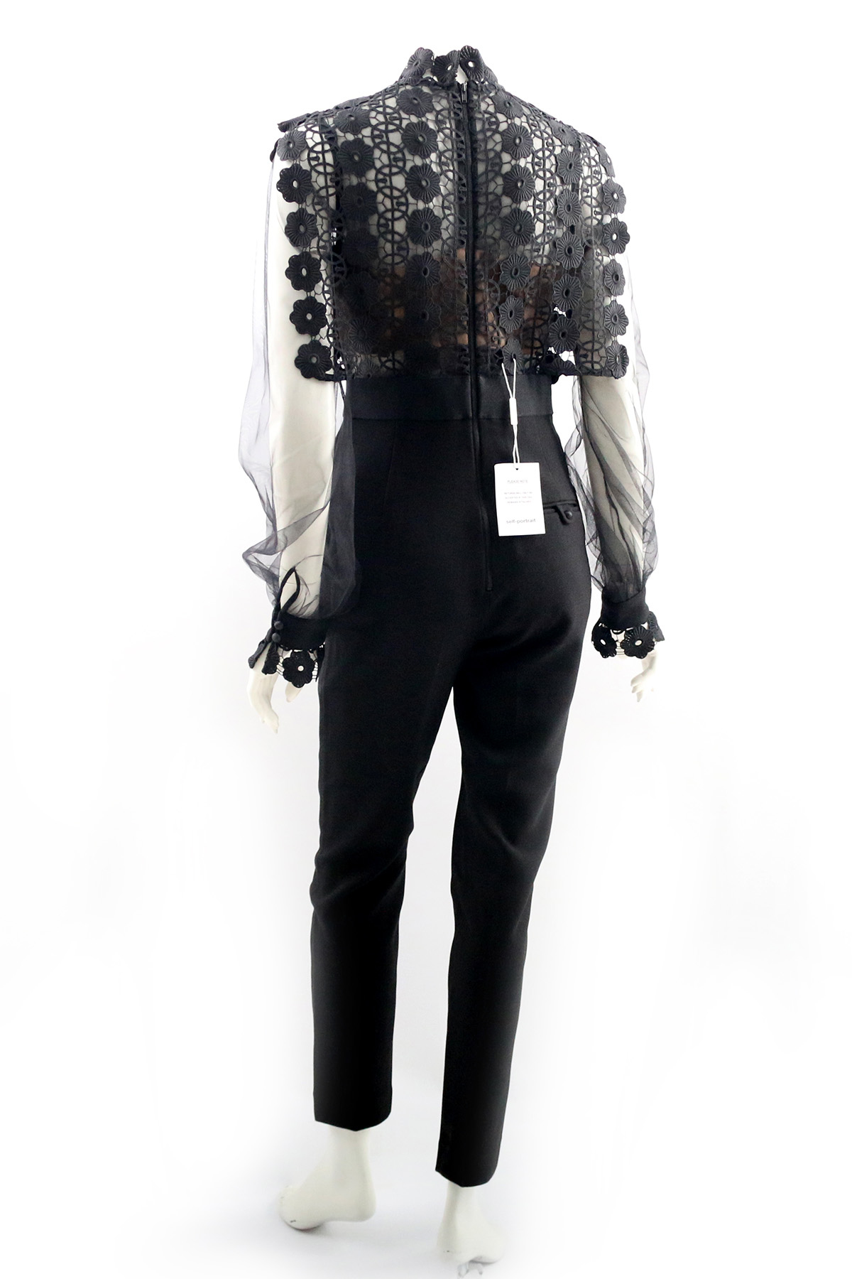 【self-portrait】黑色雪紡蕾絲連身褲裝SP9090J/BLACK