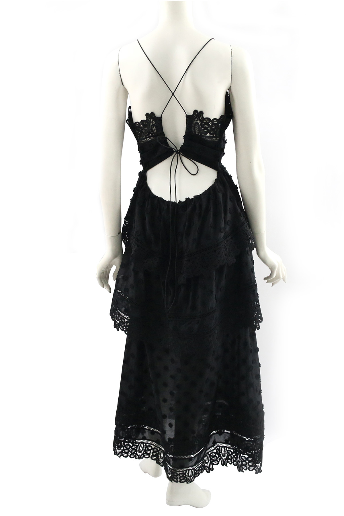 【self-portrait】小花細帶蕾絲層次長洋裝(黑色)SP9008B/BLACK