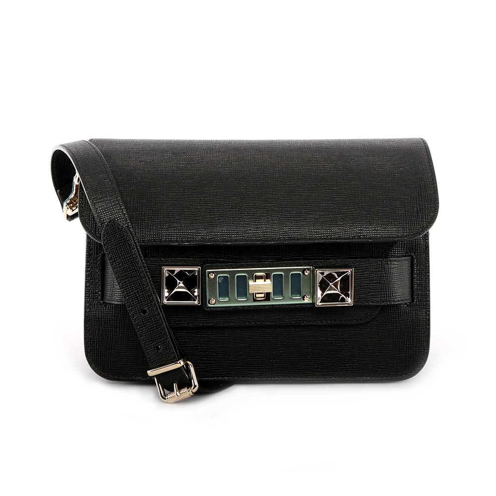 【Proenza Schouler】黑色mini 新款 防刮牛皮 PS11(金釦)斜背包