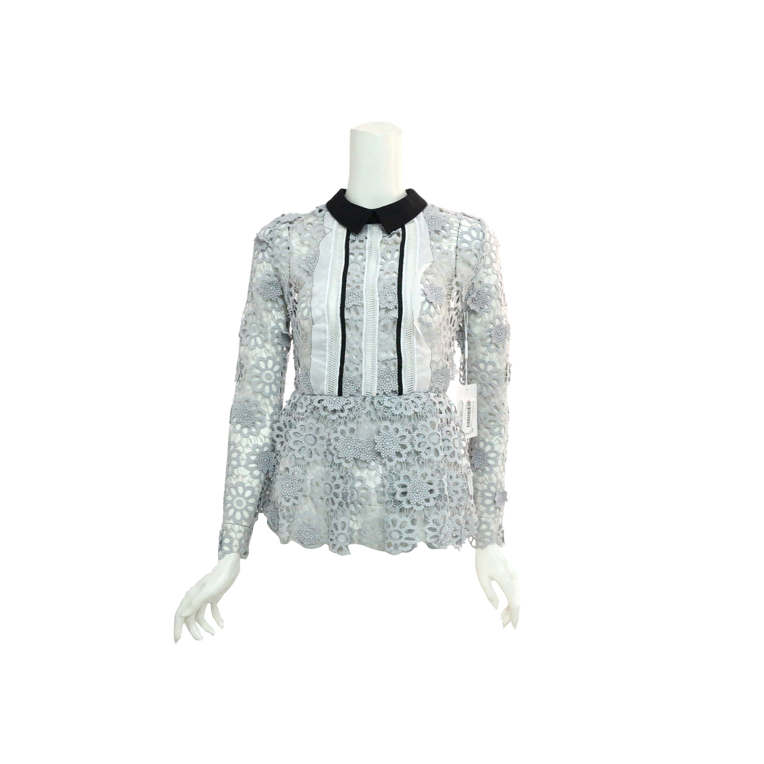 【self-portrait】蕾絲荷葉邊長袖上衣 (灰色) SP9099/GREY