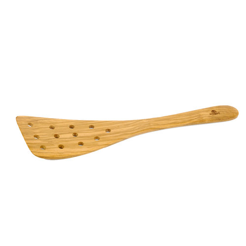 Large Curved Spatula,12 Holes (Olive Wood, 32 cm)