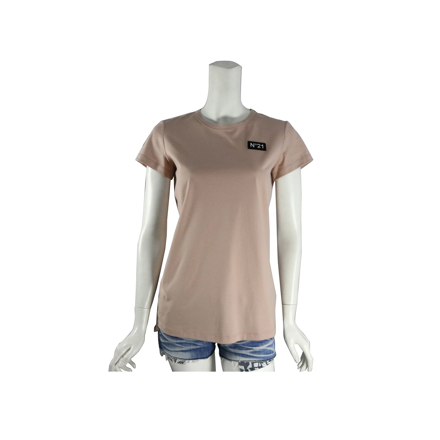 【N°21】背心後鏤空短袖上衣(裸粉色)