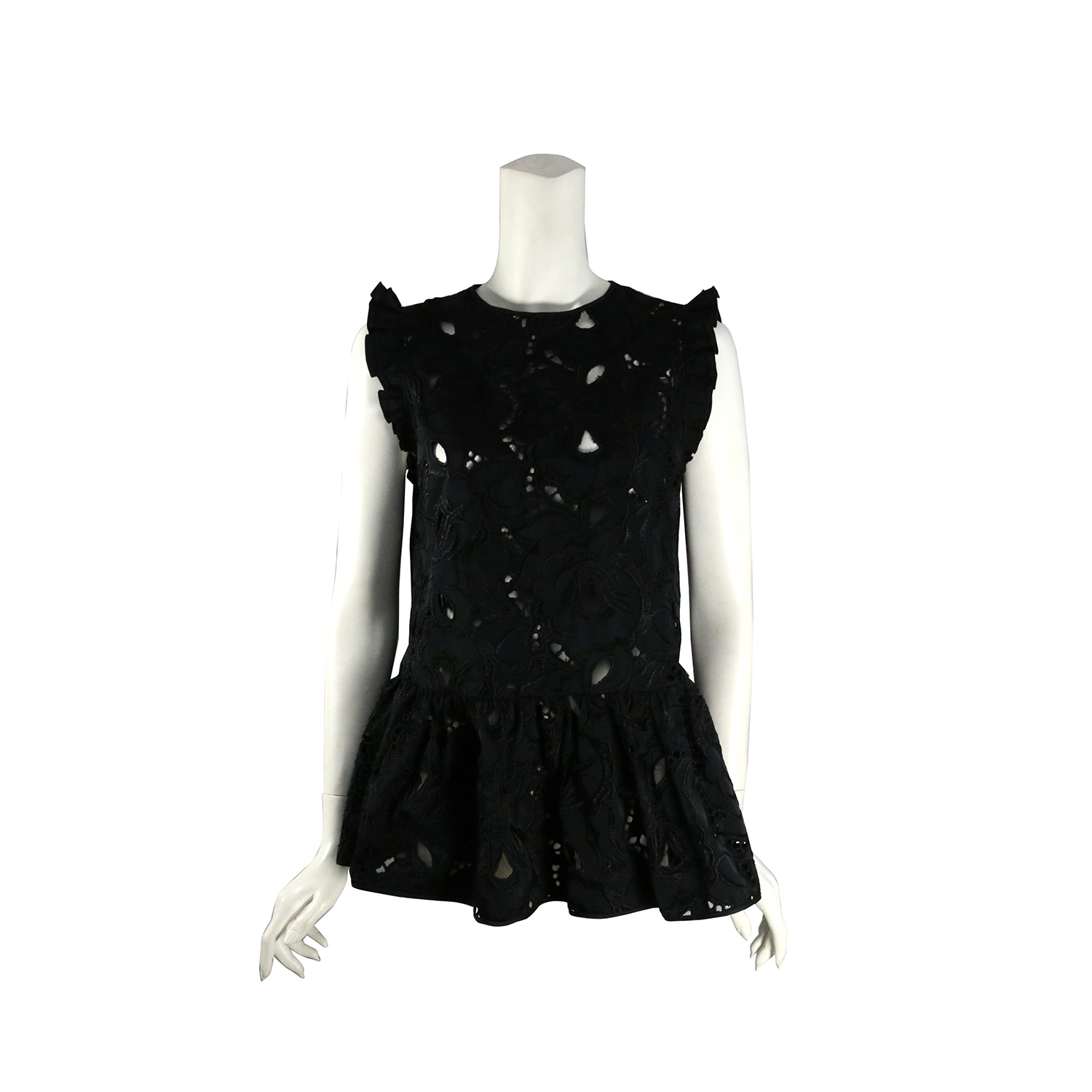 【N°21】黑色鏤空無袖上衣 38 (黑色)