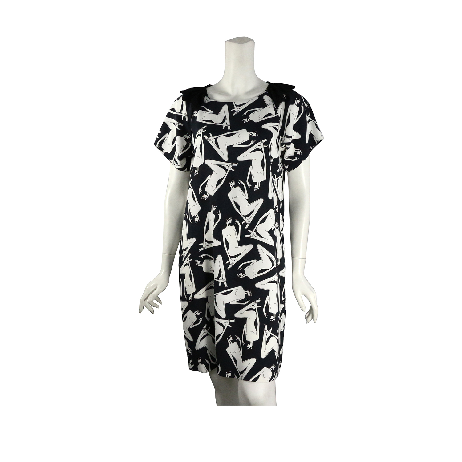 【N°21】裸女圖短袖洋裝 38  (黑白色)