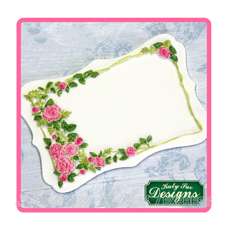 Katy Sue Rose Border Plaque - Silicone Mould