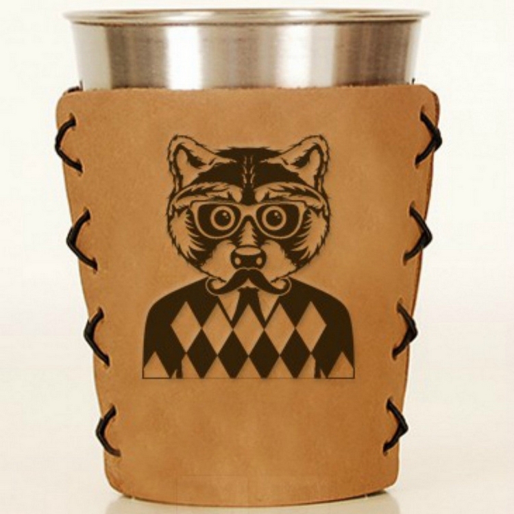 CupsCo-Oowee 嬉皮浣熊手工皮革杯套