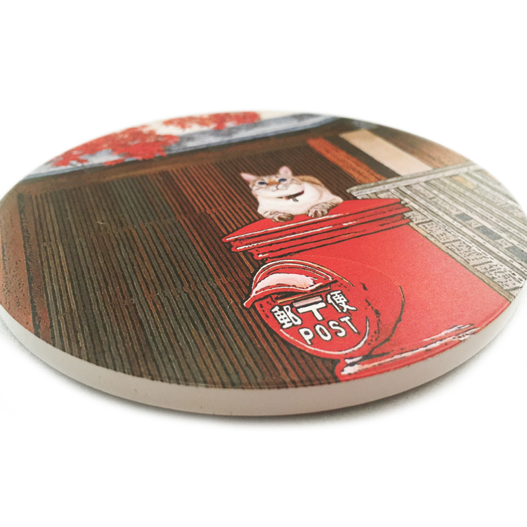 陶瓷吸水杯墊-紅韻當頭