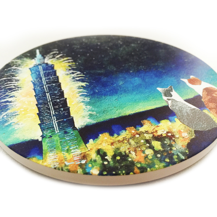 陶瓷吸水杯墊-迎接新幸福