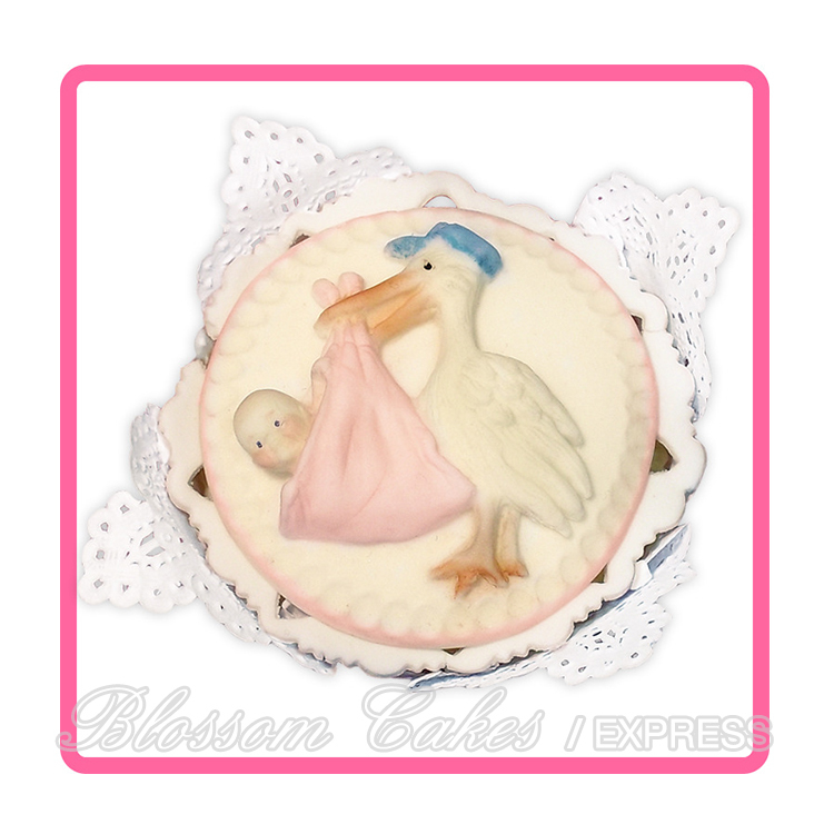 Katy Sue Cupcake Moulds - Baby 3 - Stork - Silicone Mould