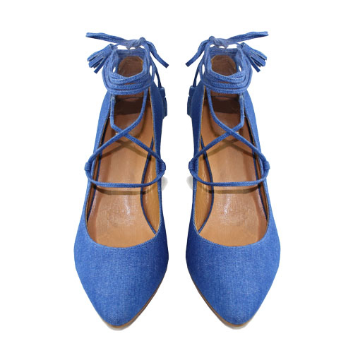綁帶高跟鞋-丹寧 MIT款