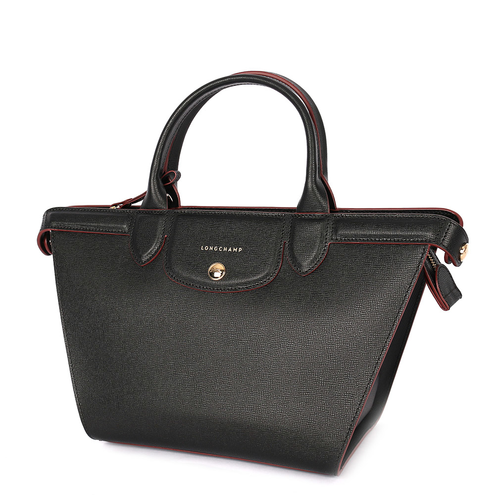 【LONGCHAMP】硬殼牛皮水餃二用包(黑色)1117813001