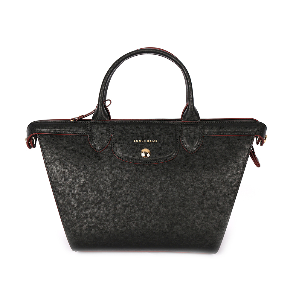 【LONGCHAMP】硬殼牛皮水餃二用包(黑色)1117813001