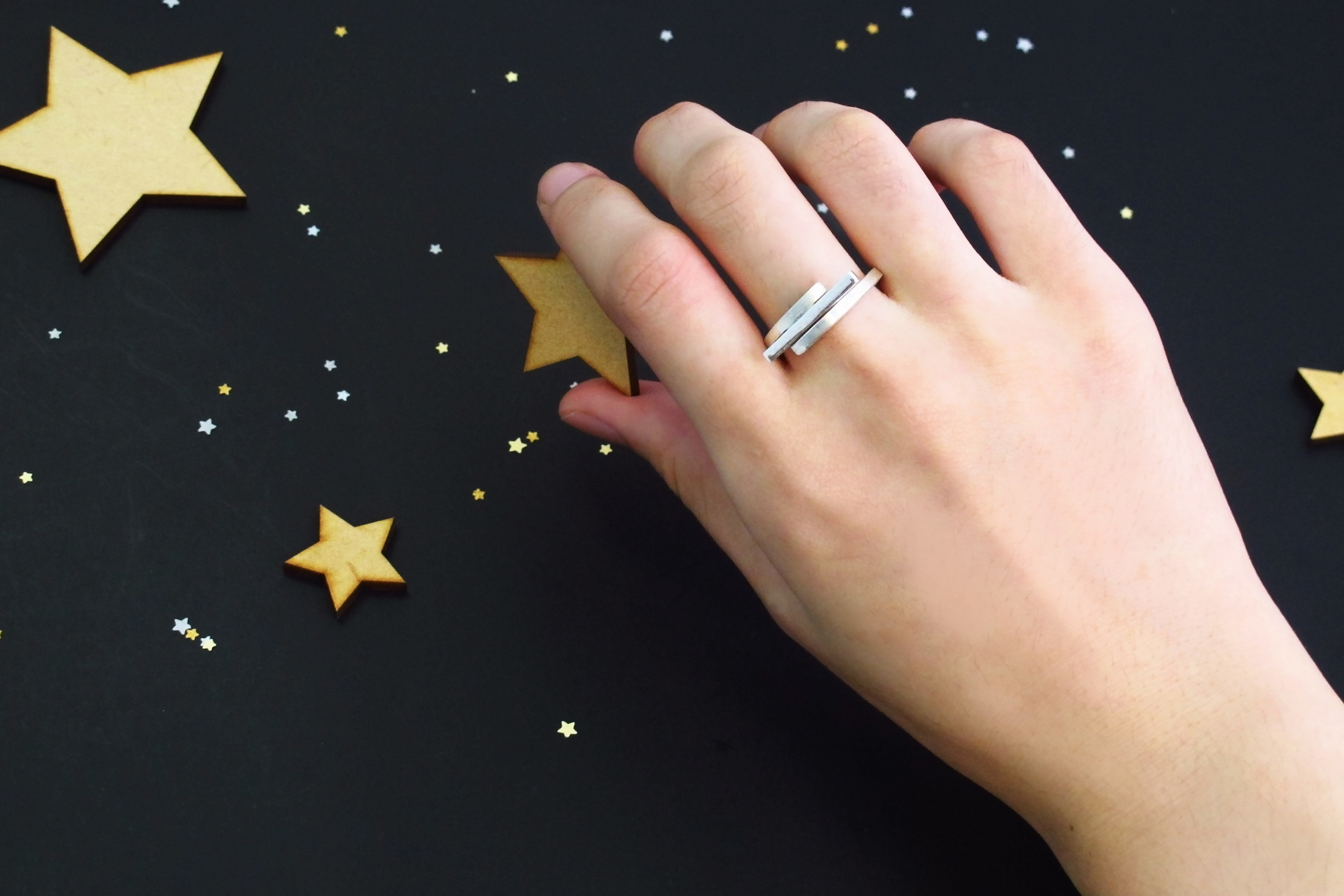 戒指 Star trails 軌跡戒 衛星 925純銀戒指-64DESIGN