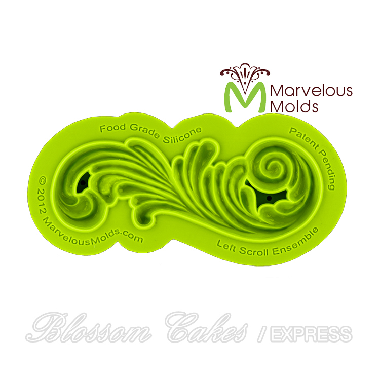 Marvelous Molds "Left Scroll Ensemble" Sculpted Scroll Silicone Mold