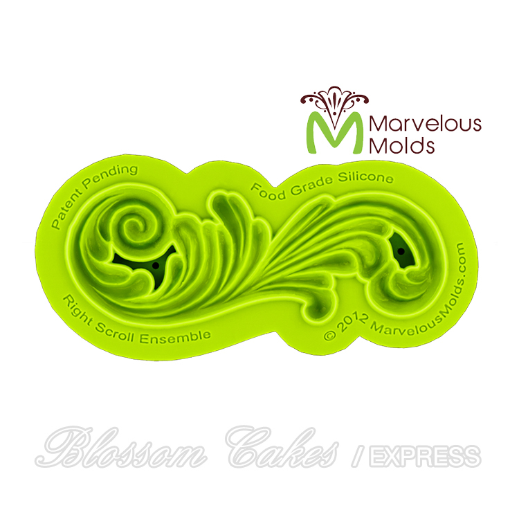 Marvelous Molds "Right Scroll Ensemble" Sculpted Scroll Silicone Mold
