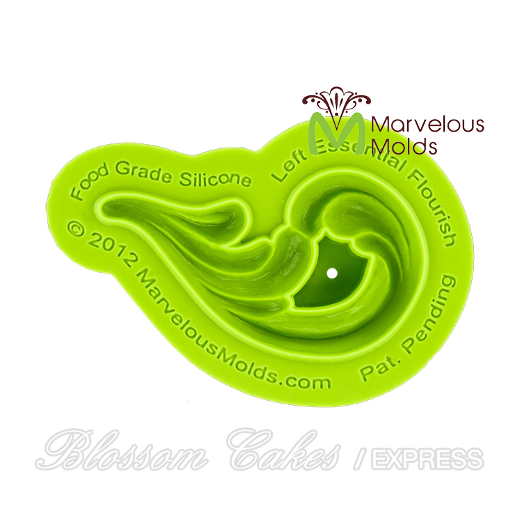 Marvelous Molds "Left Essential Flourish" Sculpted Scroll Silicone Mold
