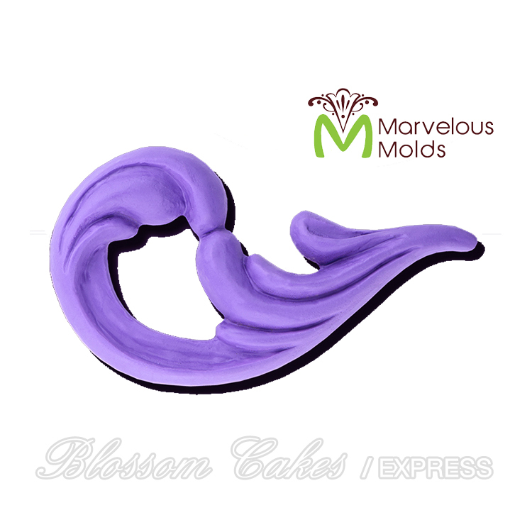 Marvelous Molds "Left Essential Flourish" Sculpted Scroll Silicone Mold