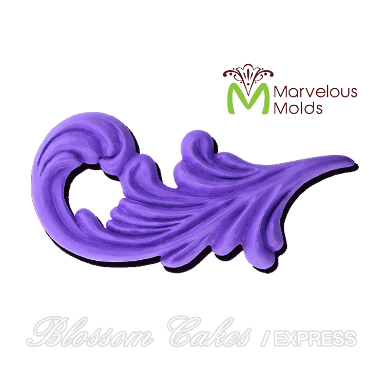 Marvelous Molds "Left Prime Flourish" Sculpted Scroll Silicone Mold