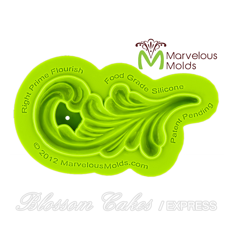 Marvelous Molds "Right Prime Flourish" Sculpted Scroll Silicone Mold