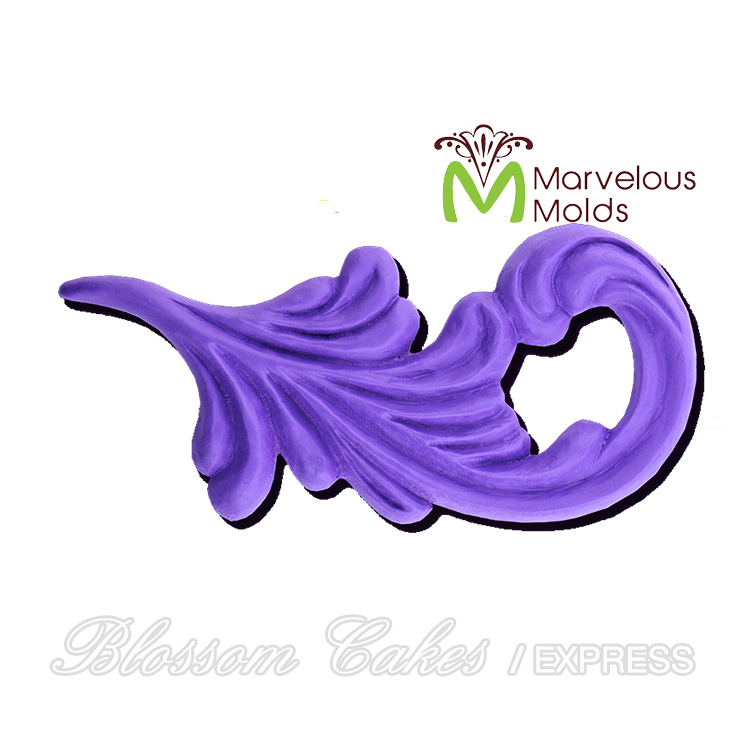 Marvelous Molds "Right Prime Flourish" Sculpted Scroll Silicone Mold
