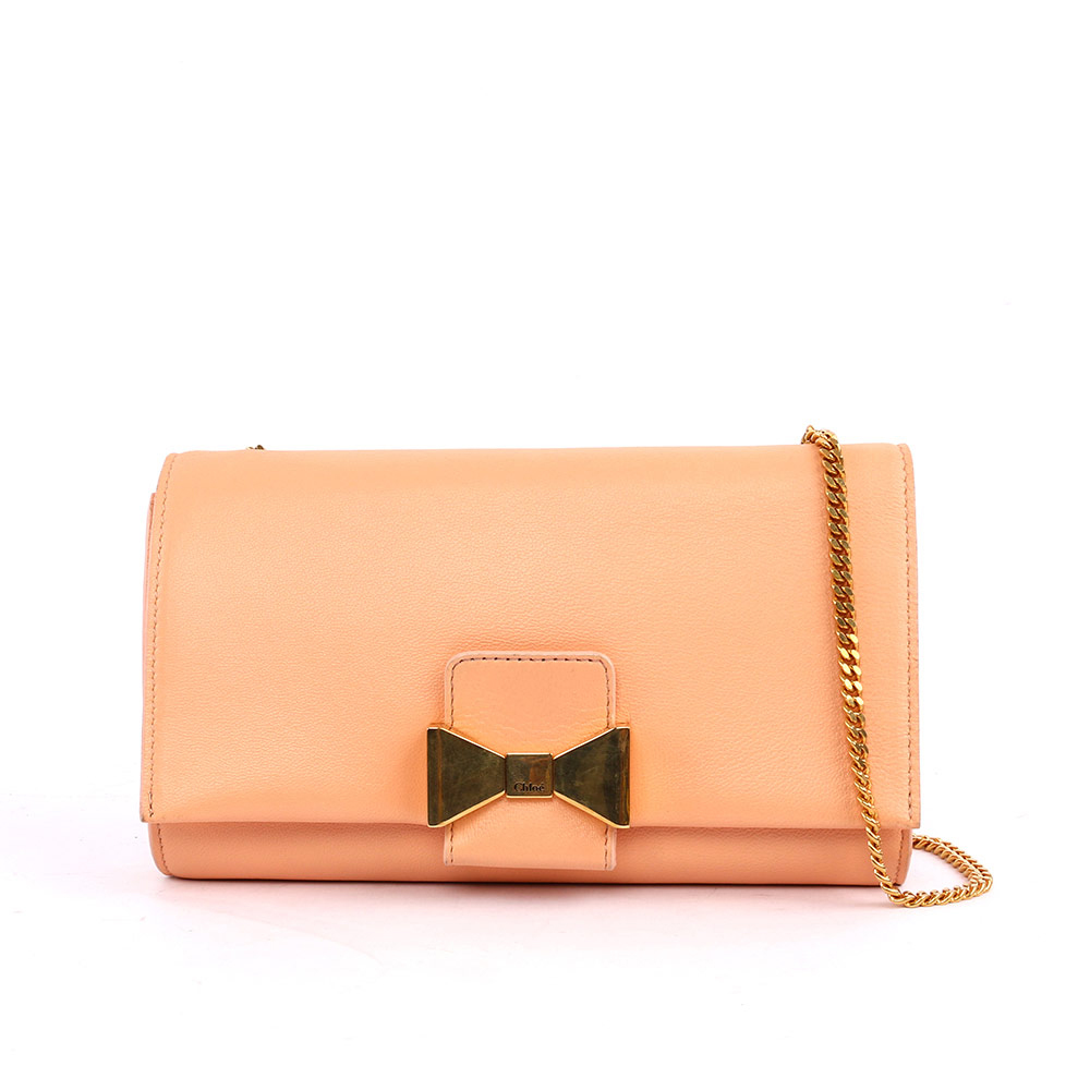 【Chloé】蝴蝶結鏈帶斜背包