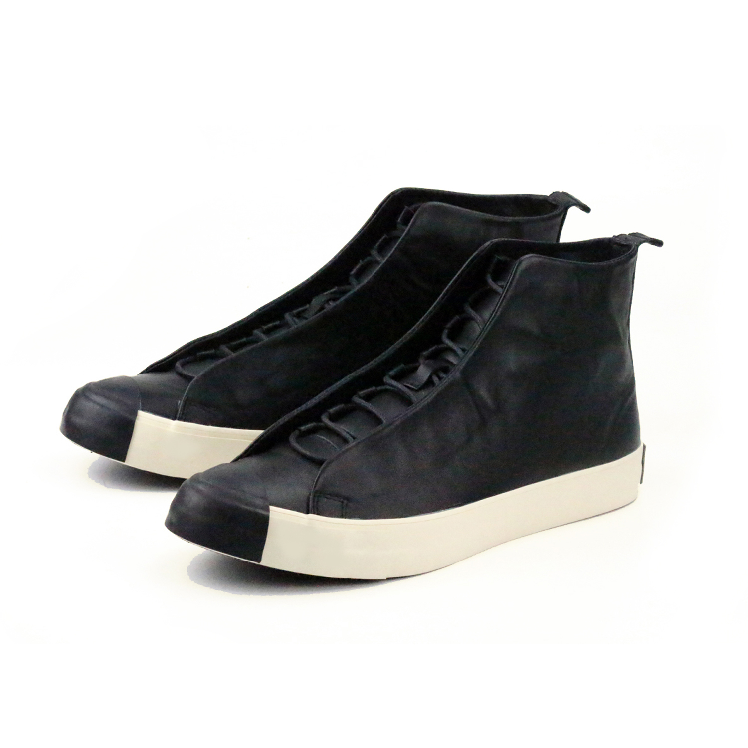 TEXTURE M1164 Black Leather Sneakers